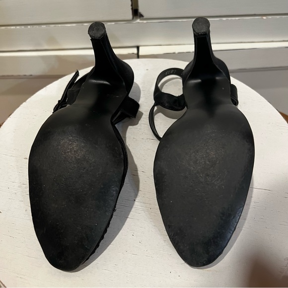 Jacques Lemans Stitch Embellished Satin Black Evening Heels in size 3. - Picture 3 of 9